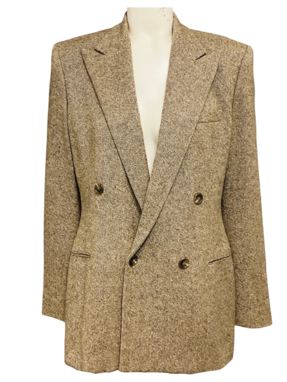 RALPH LAUREN COLLECTION BEIGE / BROWN CLASSIC TWEED BLAZER